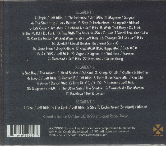 Jeff MILLS/VARIOUS - Live At Liquid Room (30th Anniversary Edition
