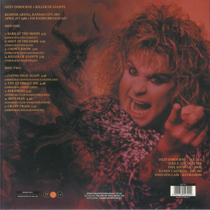 Ozzy OSBOURNE - Killer Of Giants: Live 1986 (remastered) Vinyl at