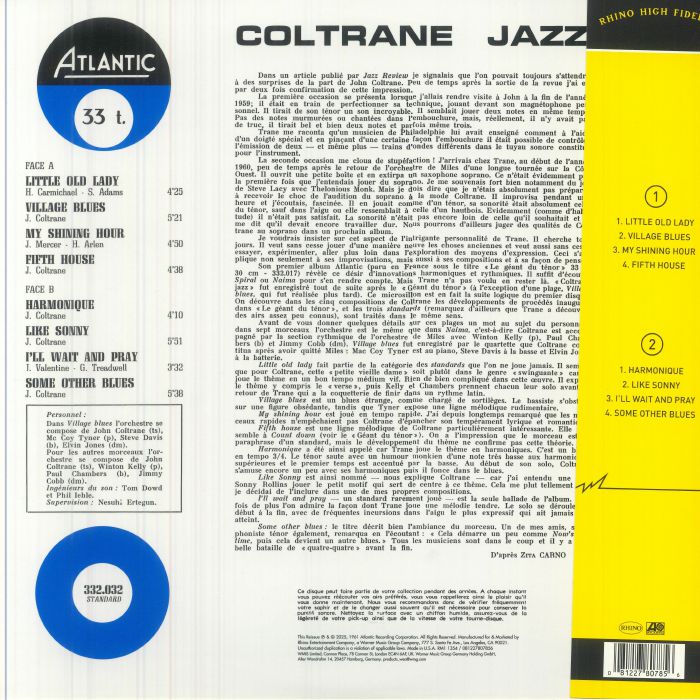 John COLTRANE - Coltrane Jazz (mono) (Rhino High Fidelity 65th ...