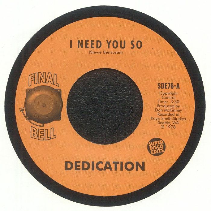 Dedication – I Need You So vinyl cover