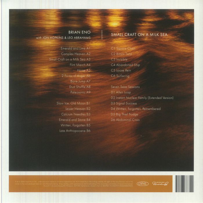 Brian ENO with JON HOPKINS/LEO ABRAHAMS - Small Craft On A Milk