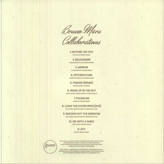 新品★ BRUNO MARS COLLABORATIONS RSD2026 Bruno MARS - Collaborations (Record Store Day RSD 2026) Vinyl at