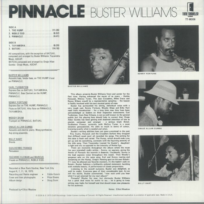 Buster WILLIAMS - Pinnacle (remastered) (Record Store Day RSD 2026