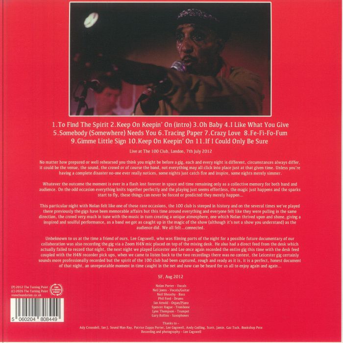 新品:Nolan Porter with Stone Foundation LP Nolan PORTER with STONE FOUNDATION - Live At The 100 Club London