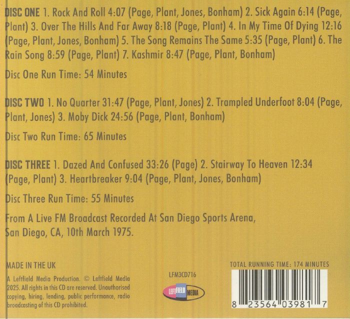 LED ZEPPELIN - San Diego 1975 CD at Juno Records.