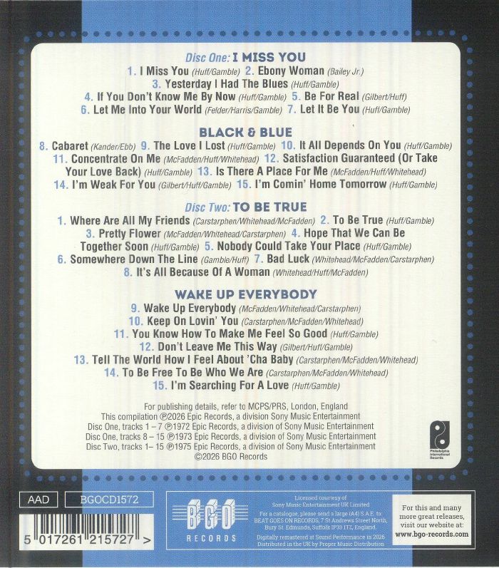 Harold MELVIN & THE BLUE NOTES - I Miss You/Black & Blue/To Be True ...