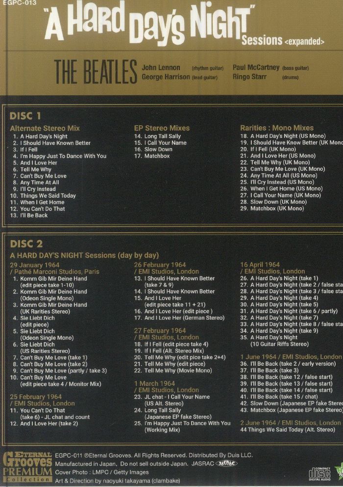 The BEATLES - Hard Day's Night Sessions (Expanded Japanese Edition