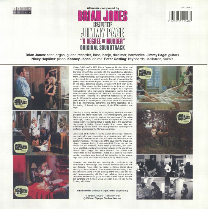 Brian JONES/JIMMY PAGE - A Degree Of Murder (Soundtrack) Vinyl at