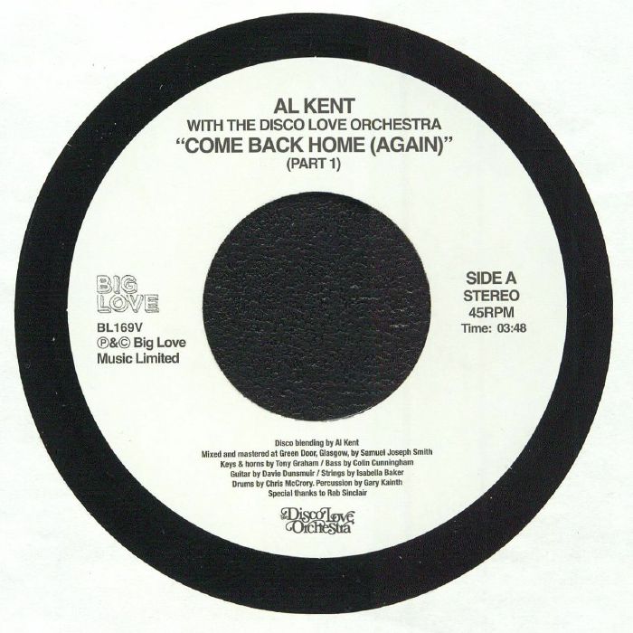 AI KENT with THE DISCO LOVE ORCHESTRA – Come Back Home (Again) vinyl cover