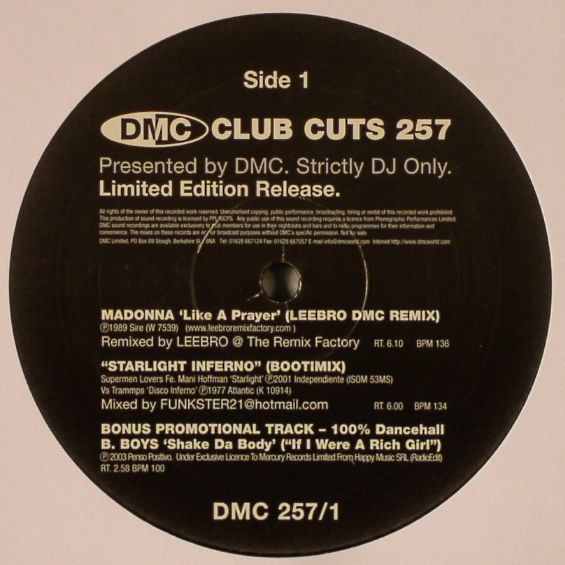 MADONNA/STARLIGHT/B BOYS/BEYONCE - Club Cuts 257