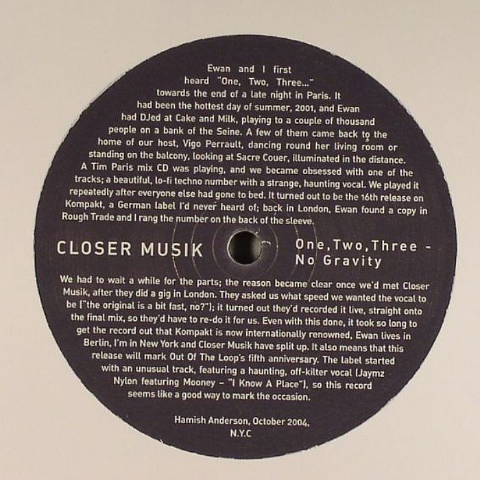 CLOSER MUZIK - One Two Three No Gravity