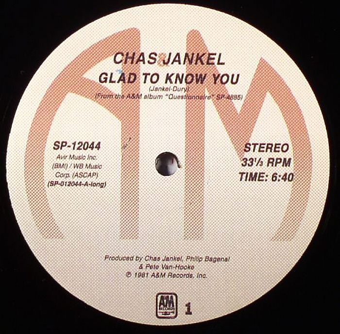 JANKEL, Chas - Glad To Know You