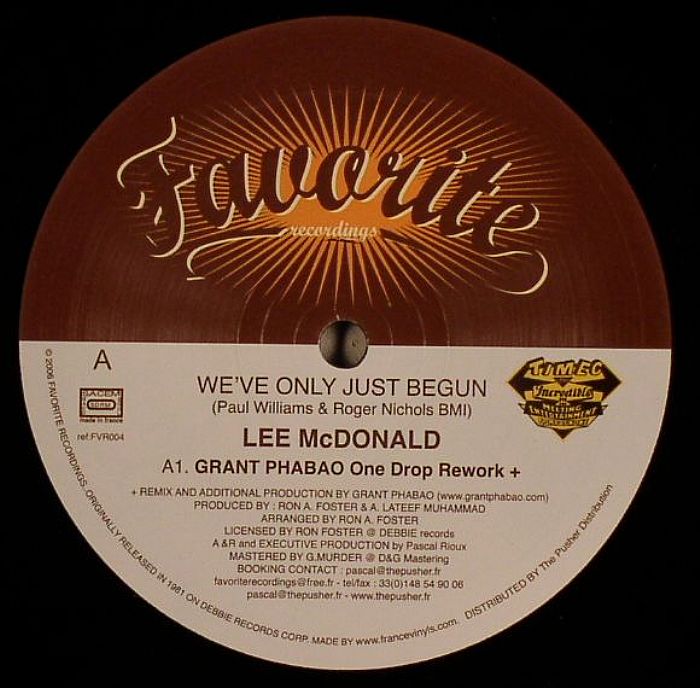 McDONALD, Lee - We've Only Just Begun