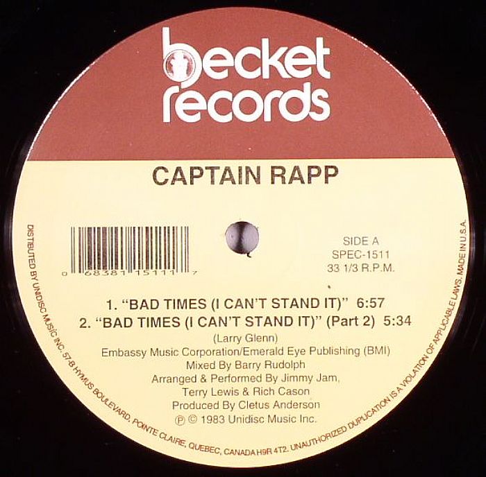 CAPTAIN RAPP/JAMAICA GIRLS - Bad Times (I Can't Stand It)