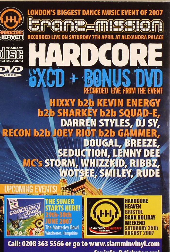 HIXXY/SHARKEY/KEVIN ENERGY/SQUAD-E/RECON/GAMMER/JOEY RIOT/STYLES/DJ SY/BREEZE/DOUGAL/SEDUCTION/LENNY DEE - Hardcore Collection - Tranz-Mission Recorded Live On Saturday 7th April 2007 @  Alexandra Palace London