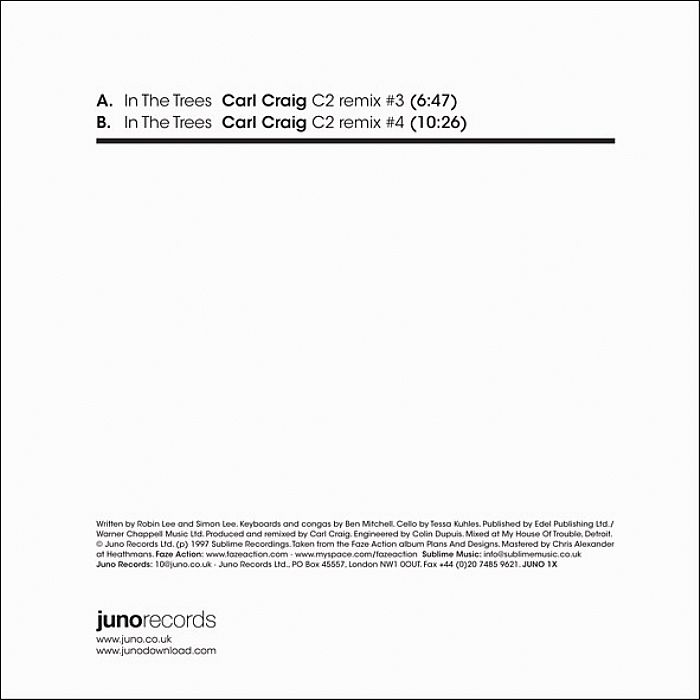 FAZE ACTION - In The Trees: Carl Craig Unreleased Remixes (appears on Carl Craig "Sessions" CD)