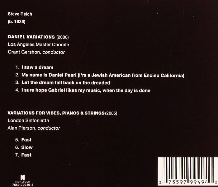 REICH, Steve - Daniel Variations