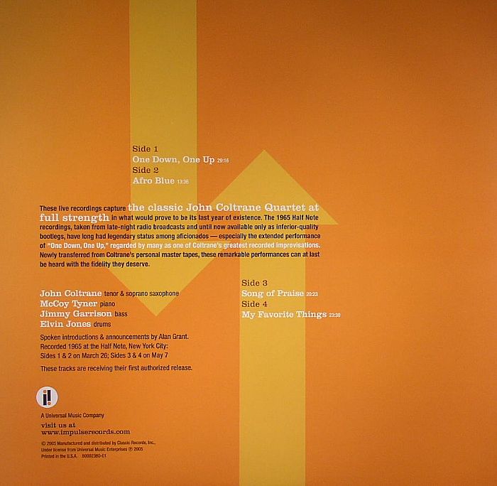 COLTRANE, John - One Down One Up: Live At The Half Note
