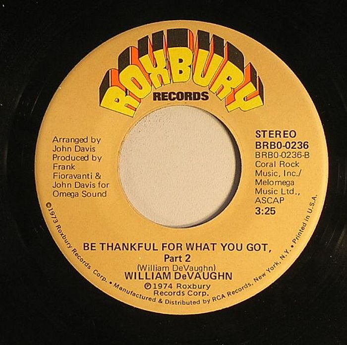 William DEVAUGHN Be Thankful For What You Got Vinyl at Juno Records.