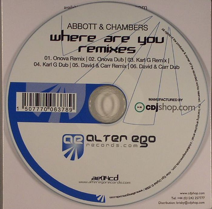 ABBOT/CHAMBERS - Where Are You (remixes)