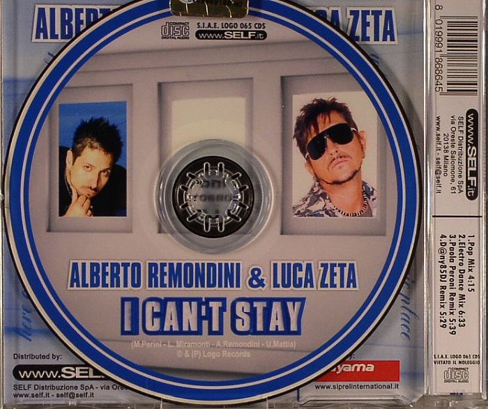 REMONDINI, Alberto/LUCA ZETA - I Can't Stay