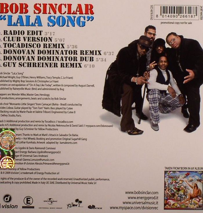 BOB SINCLAR feat MASTER GEE/WONDER MIKE from THE SUGARHILL GANG - Lala Song