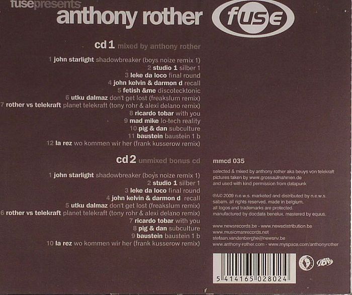ROTHER, Anthony/VARIOUS - Fuse Presents Anthony Rother