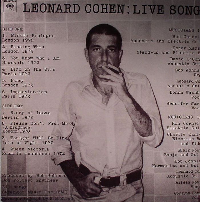 COHEN, Leonard - Live Songs (remastered)