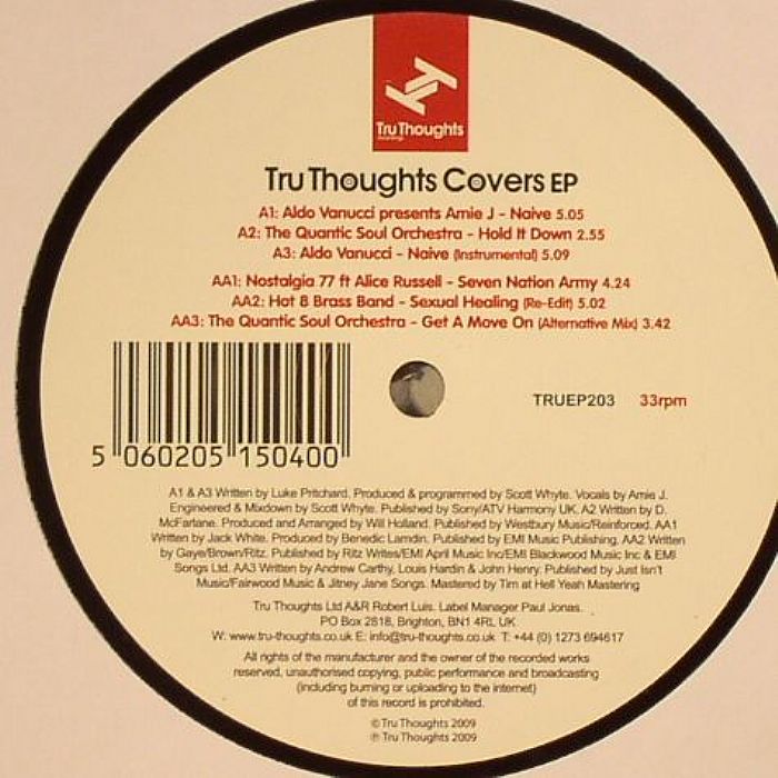 VANUCCI, Aldo presents AMIE J/THE QUANTIC SOUL ORCHESTRA/NOSTALGIA 77 feat ALICE RUSSELL/HOT 8 BRASS BAND - Tru Thoughts Covers EP