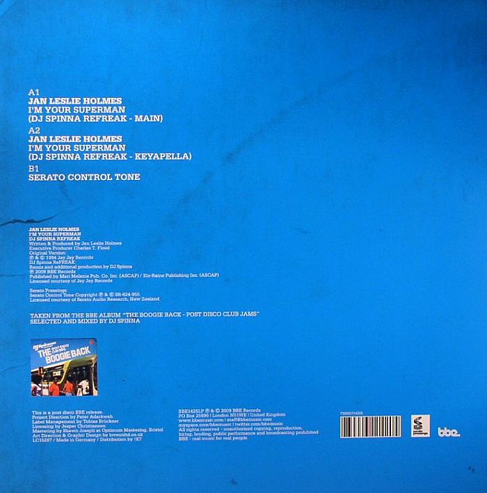 DJ SPINNA/JAN LESLIE HOLMES - Serato Control Vinyl: The Boogie Back - Post Disco Club Jams Serato