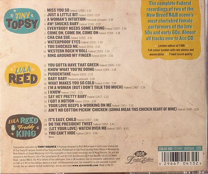 TINY TOPS/LULA REED - Just A Little Bit: Federal's Queens Of New Breed R&B