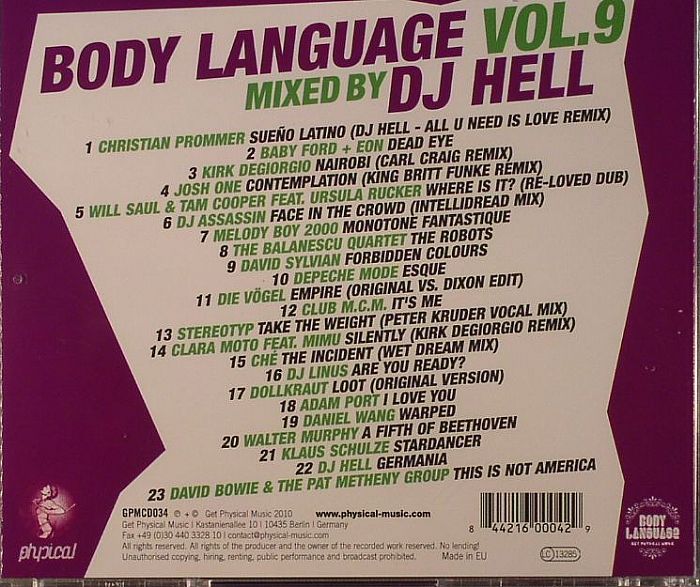 Dj Hell Various Body Language Vol 9 Vinyl At Juno Records