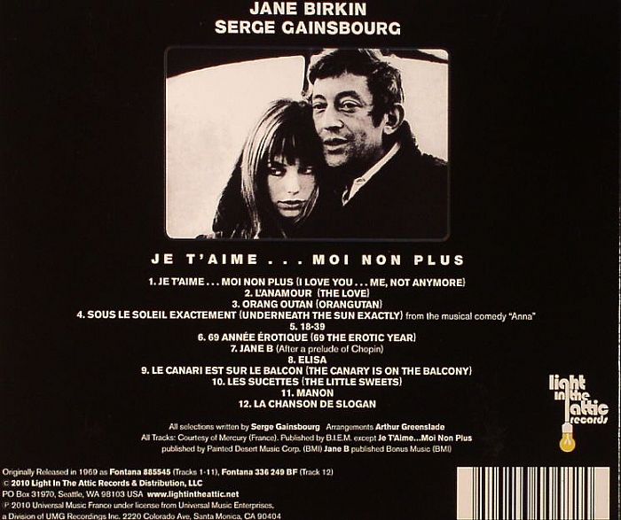 GAINSBOURG, Serge/JANE BIRKIN - Je T'Aime Moi Non Plus