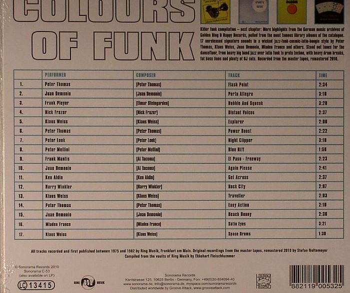 VARIOUS - Colours Of Funk Vol 2: More From The German Sound Library Of Ring & Happy Records 1975 -1982