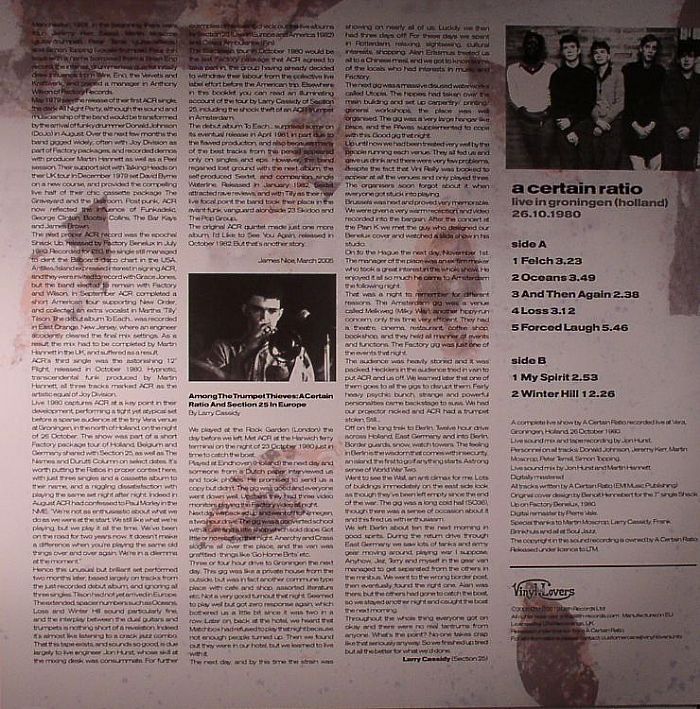 A CERTAIN RATIO - Live In Groningen Holland 26/10/1980