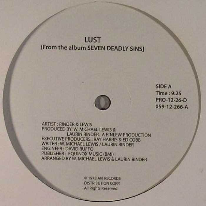 Rinder & Lewis – Lust vinyl cover