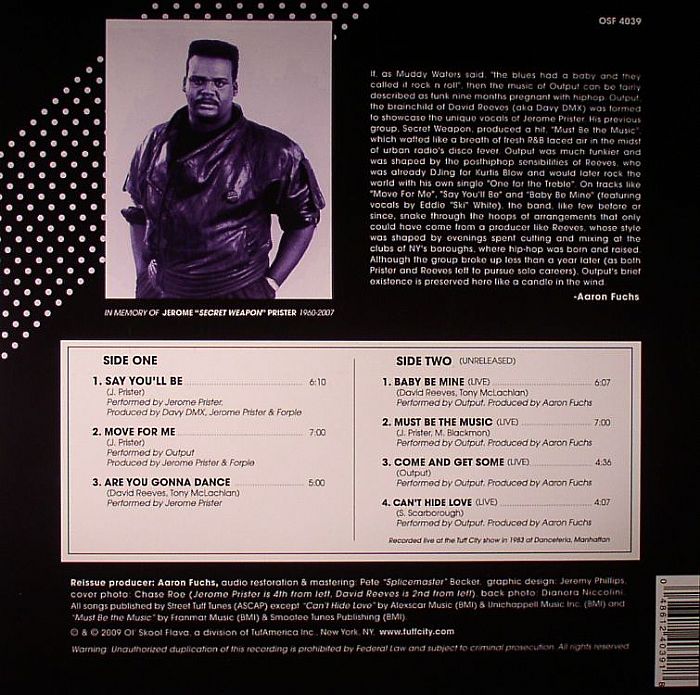 OUTPUT feat JEROME SECRET WEAPON PRISTER - Say You'll Be: Rare & Unreleased Big Beat R & B 1982-1983