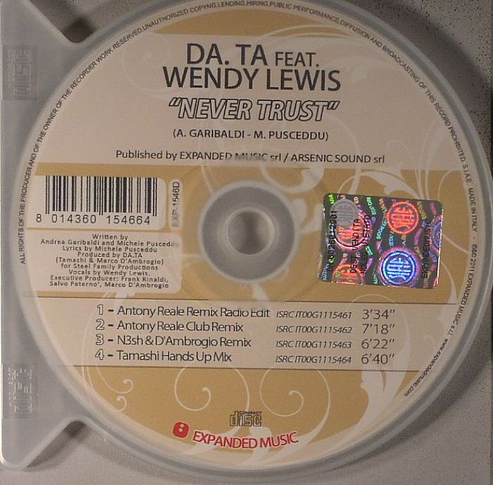 DA TA feat WENDY LEWIS - Never Trust (remixes)