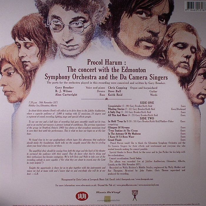 PROCOL HARUM Live In Concert With Edmonton Symphony Orchestra Vinyl at