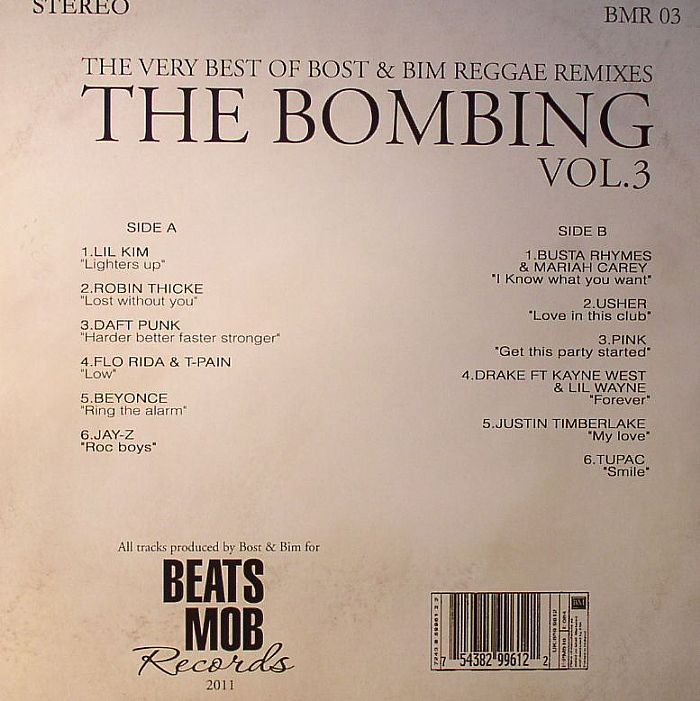 VARIOUS - The Bombing Vol 3: The Very Best Of Bost & Bim Reggae Remixes: The Biggest Hip Hop & RNB Classics Inna Reggae Style!!!