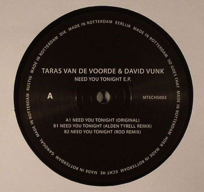 VAN DE VOORDE, Taras/DAVID VUNK - Need You Tonight