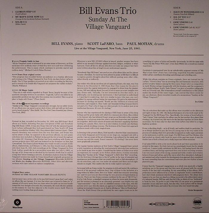 BILL EVANS TRIO - Sunday At The Village Vanguard