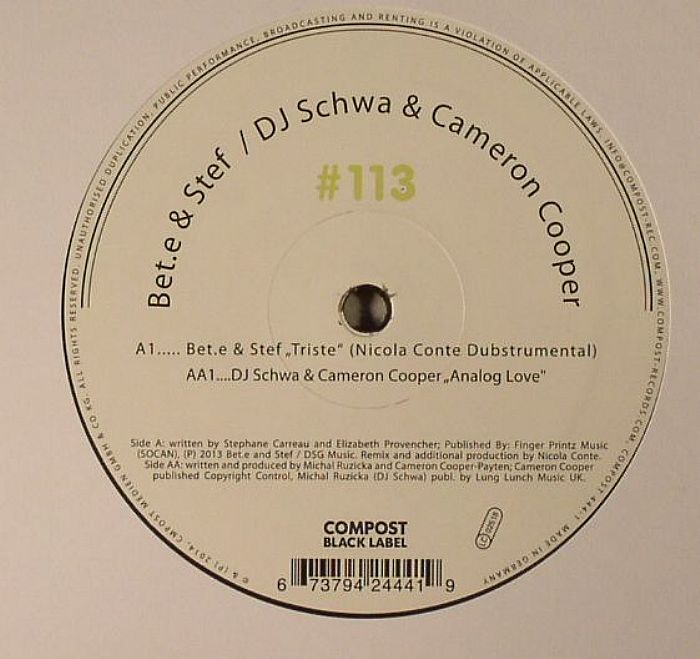BET E & STEF/DJ SCHWA/CAMERON COOPER - Compost Black Label #113