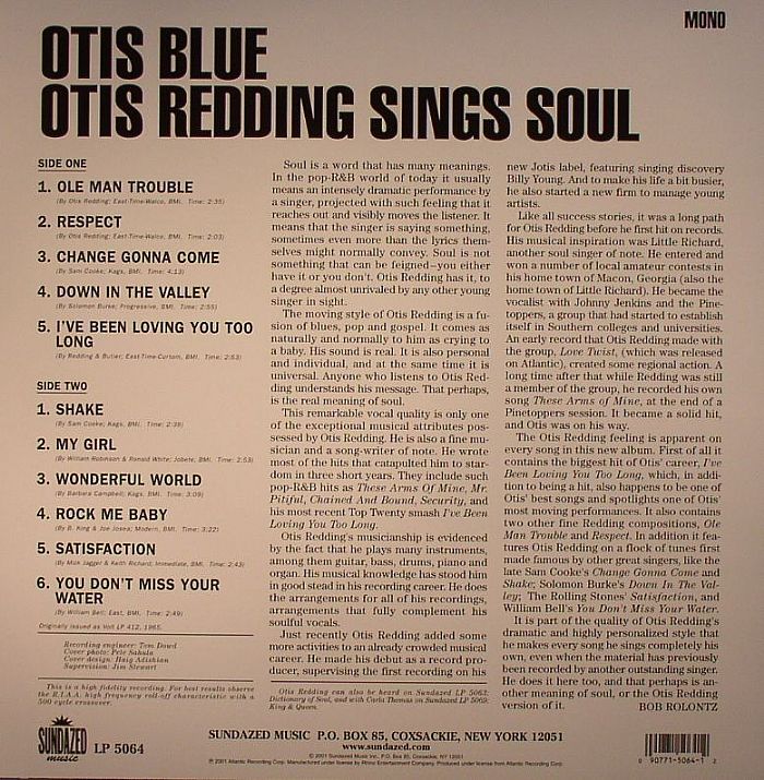 REDDING, Otis - Otis Blue: Otis Redding Sings Soul