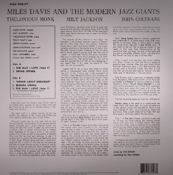 DAVIS, Miles - Miles Davis & The Modern Jazz Giants