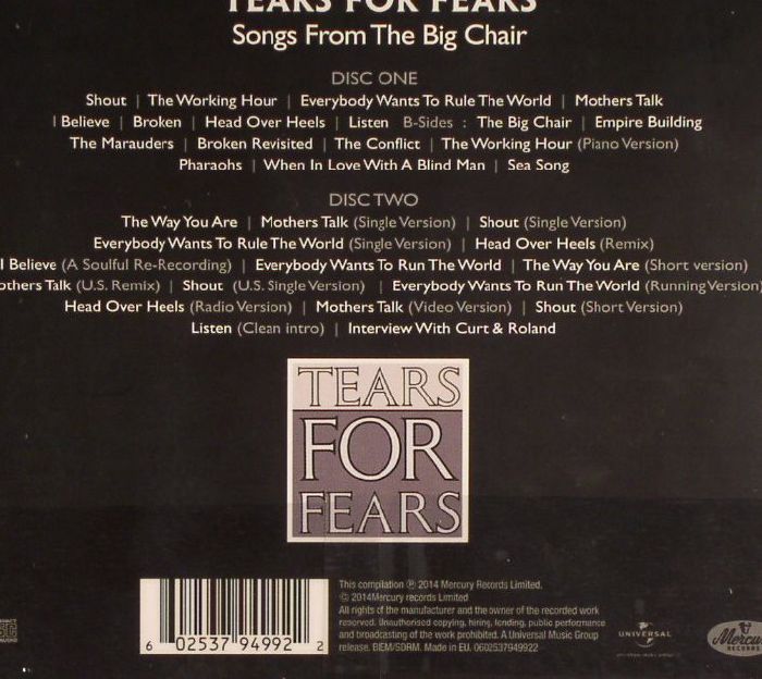 TEARS FOR FEARS - Songs From The Big Chair