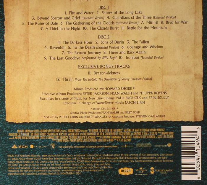 Howard SHORE The Hobbit: The Battle Of The Five Armies (Soundtrack) CD ...