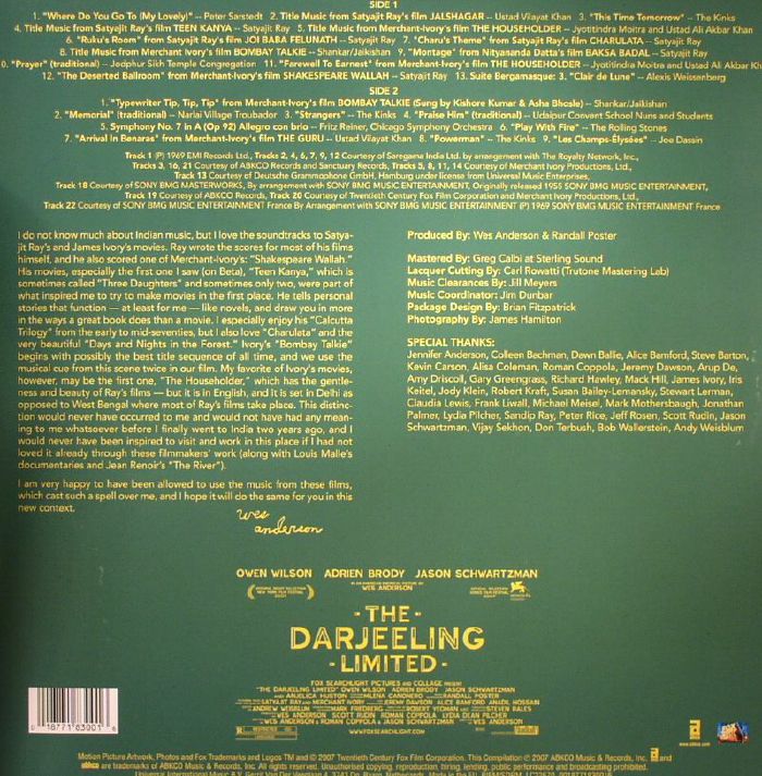 VARIOUS - The Darjeeling Limited (Soundtrack) (Record Store Day 2015)
