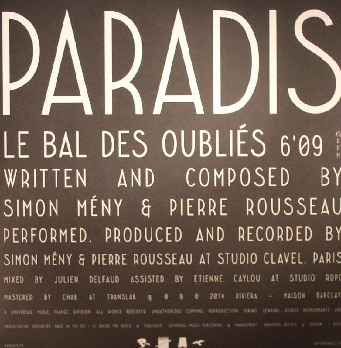 PARADIS - Le Bal Des Oublies