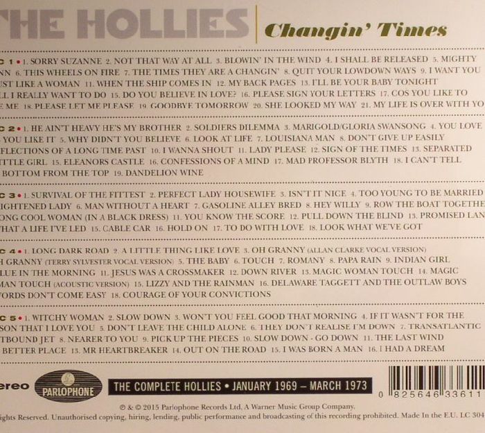 The HOLLIES Changin Times: The Complete Hollies January 1969 March 1973 ...